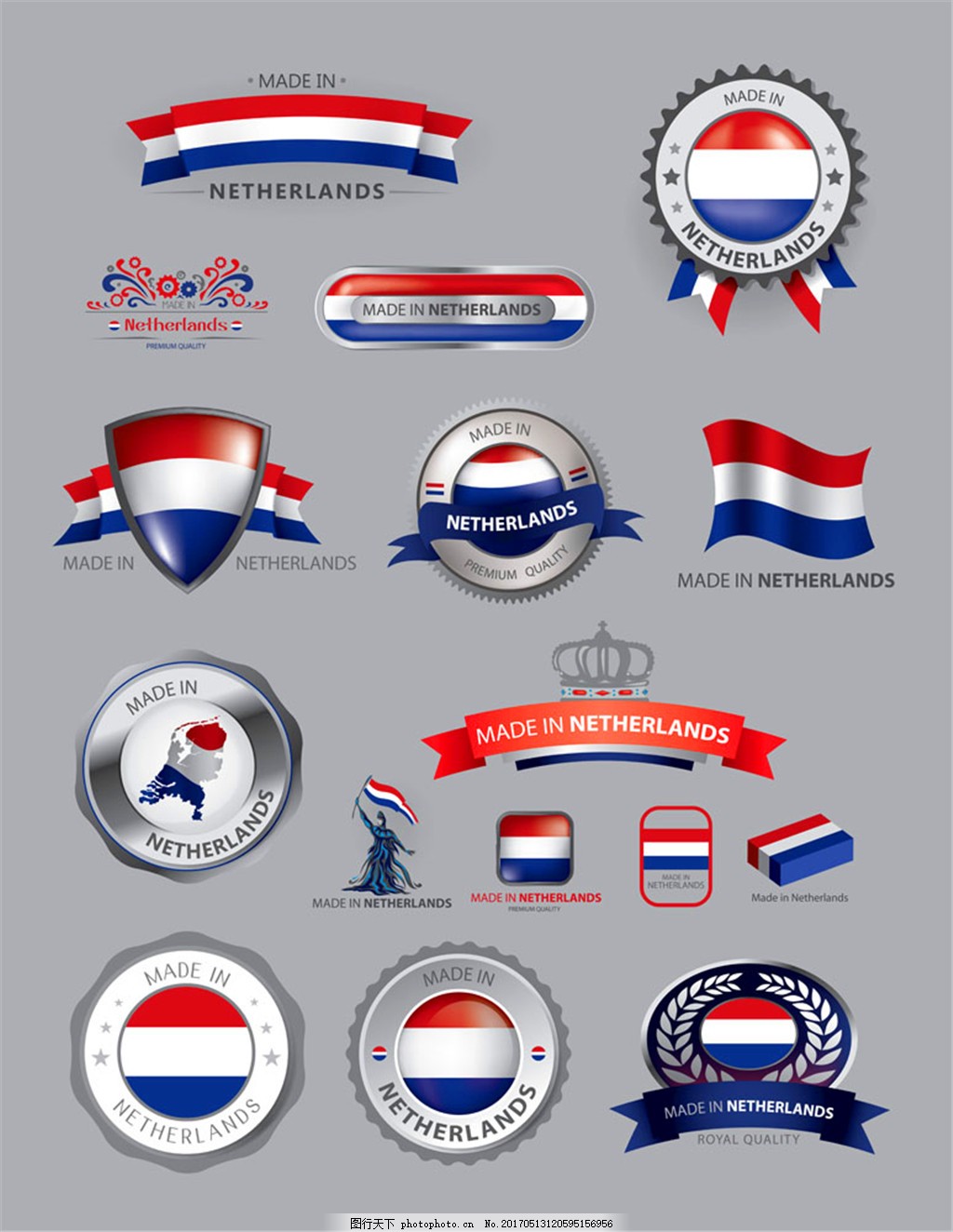 荷兰国旗-波浪旗明亮光泽的图标。插画图片素材_ID:427656543-Veer图库