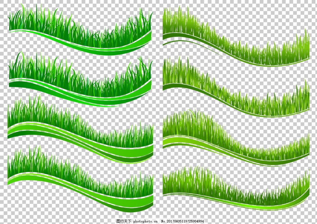 綠色草地裝飾圖案免摳png透明圖層素材 綠草邊框 鮮花 花草 蝴蝶