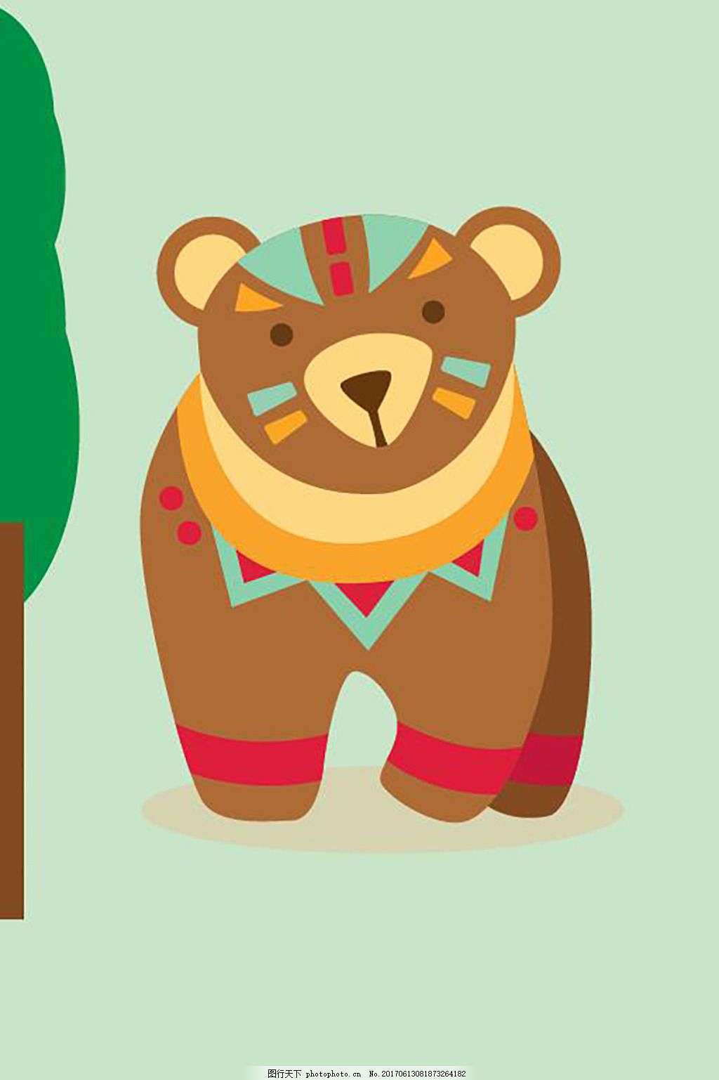 可爱卡通棕熊动物矢量插画素材 Cute brown bear – set of characters – 设计小咖